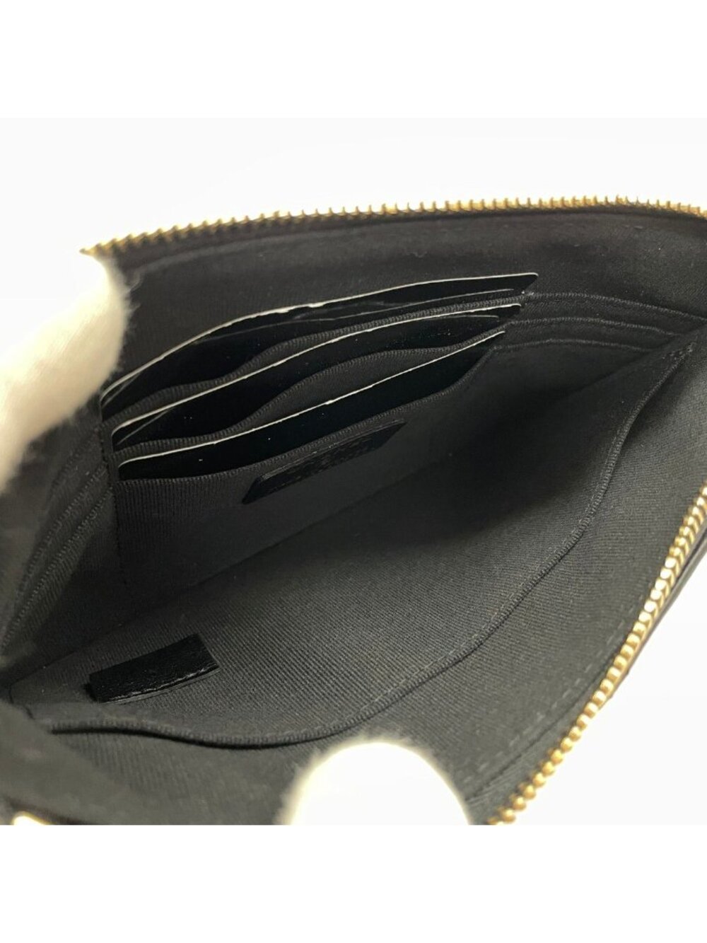 Chanel Quilted CC Logo Flat Pouch Lambskin Black - Picture 6 of 10